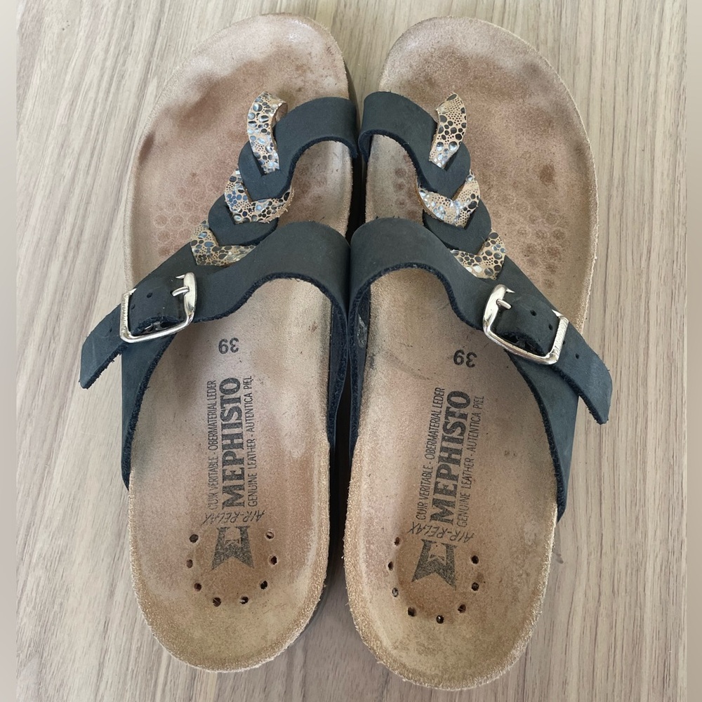 Mephisto Women's Black and Tan Sandals - Picture 2 of 10